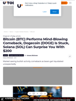 Bitcoin (BTC) Performs Mind-Blowing Comeback, Dogecoin (DOGE) Is Stuck, Solana (SOL) Can Surprise You With $200