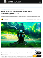 BGA Awards Blockchain Innovators Advancing the SDGs - DailyCoin