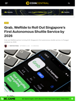 Grab, WeRide to Roll Out Singapore’s First Autonomous Shuttle Service by 2026 - CoinCentral