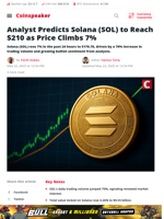 Analyst Predicts Solana (SOL) to Reach $210 as Price Climbs 7% - Coinspeaker