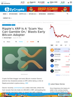 Ripple’s XRP Is A ‘Scam You Can Gamble On,’ Blasts Early Bitcoin Adopter ⋆ ZyCrypto