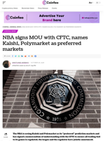 NBA signs MOU with CFTC, names Kalshi, Polymarket as preferred markets - Coinfea