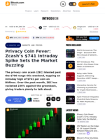 Privacy Coin Fever: Zcash’s $741 Intraday Spike Sets the Market Buzzing – Markets and Prices Bitcoin News