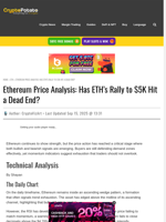 Ethereum Price Analysis: Has ETH's Rally to $5K Hit a Dead End?