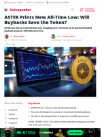 ASTER Prints New All-Time Low: Will Buybacks Save the Token? - Coinspeaker