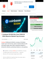 Coinbase $COIN Hits Over $398.50 With Massive Market Cap