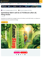 GameStop Didn’t Sell Its 4,710 Bitcoin