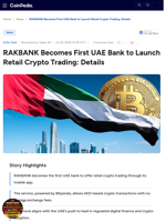 RAKBANK Becomes First UAE Bank to Launch Retail Crypto Trading: Details