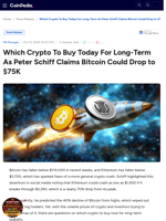 Which Crypto To Buy Today For Long-Term As Peter Schiff Claims Bitcoin Could Drop to $75K