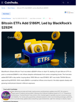 Bitcoin ETFs Add $186M Led by BlackRock’s $292M