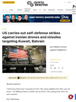 US carries out self-defense strikes against Iranian drones and missiles targeting Kuwait, Bahrain