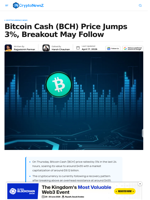 Bitcoin Cash (BCH) Price Jumps 3%, Breakout May Follow