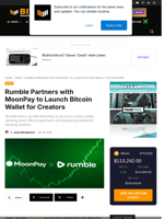 Rumble Partners With MoonPay To Launch Bitcoin Wallet For Creators