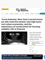 Travis Kalanick: New York's second home tax will crash the market, how high taxes hurt urban economies, and the importance of construction for housing stability | All-In Podcast