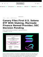 Canary Files First U.S. Solana ETF With Staking, Marinade Finance Named Provider; SEC Decision Pending - 
