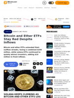Bitcoin and Ether ETFs Stay Red Despite Inflows – Markets and Prices Bitcoin News