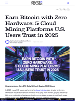 Earn Bitcoin with Zero Hardware: 5 Cloud Mining Platforms U.S. Users Trust in 2025