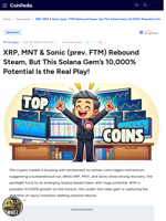 XRP, MNT & Sonic (prev. FTM) Rebound Steam, But This Solana Gem’s 10,000% Potential Is the Real Play!
