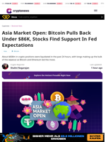 Bitcoin Falls Under $86K, Stocks Steady On Fed Hopes