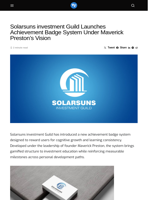 Solarsuns investment Guild Launches Achievement Badge System Under Maverick Preston’s Vision - Visionary Financial