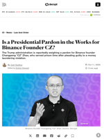 Is a Presidential Pardon in the Works for Binance Founder CZ? - Decrypt