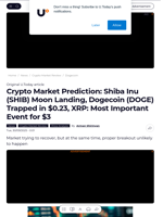 Crypto Market Prediction: Shiba Inu (SHIB) Moon Landing, Dogecoin (DOGE) Trapped in $0.23, XRP: Most Important Event for $3 - U.Today