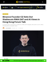 Binance Founder CZ Sets Out Stablecoin RWA DAT and AI Views in Hong Kong Forum Talk