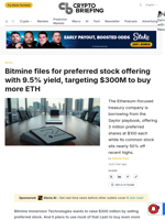 Bitmine files for preferred stock offering with 9.5% yield, targeting $300M to buy more ETH