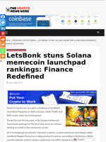 LetsBonk stuns Solana memecoin launchpad rankings: Finance Redefined - The Crypto News Wire