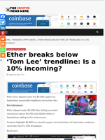 Ether breaks below ‘Tom Lee’ trendline: Is a 10% incoming? - The Crypto News Wire