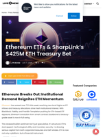 Ethereum ETFs & SharpLink’s $425M ETH Treasury Bet | Live Bitcoin News