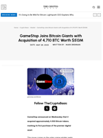 GameStop Joins Bitcoin Giants with Acquisition of 4,710 BTC Worth $513M