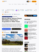 Bitcoin Miner Soluna Closes $53 Million Wind Farm Acquisition in West Texas – News Bytes Bitcoin News
