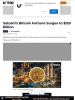 Satoshi's Bitcoin Fortune Surges to $120 Billion