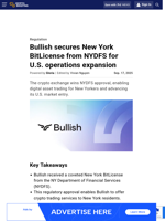 Bullish secures New York BitLicense from NYDFS for U.S. operations expansion