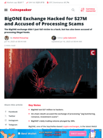 BigONE Hacked for $27M, Linked to Scam Activity