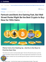 Fartcoin and Bonk Are Gaining Fast, But Wall Street Ponke Might Be the Best Crypto to Buy Now for 100x Gains