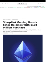 SharpLink Gaming Boosts Ether Holdings With $108 Million Purchase - 
