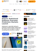 Report: Robinhood Explores Overseas Prediction Markets Launch – News Bytes Bitcoin News