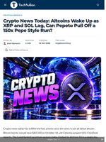 Crypto News Today: Altcoins Wake Up as XRP and SOL Lag, Can Pepeto Pull Off a 150x Pepe Style Run? - TechBullion