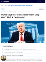 Trump Says U.S.-China Talks “Went Very Well”: TikTok Deal Made?