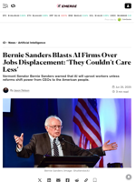 Bernie Sanders Blasts AI Firms Over Jobs Displacement: ‘They Couldn’t Care Less’ - Decrypt