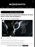 Cramer Says Micron Stock Does Whatever SK Hynix Does in Korea, and He Dislikes It