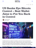 US Banks Eye Bitcoin Control — Best Wallet Aims to Put You Back in Control