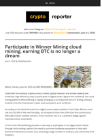 Participate in Winner Mining cloud mining, earning BTC is no longer a dream