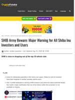 SHIB Army Beware: Major Warning for All Shiba Inu Investors and Users