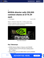 NVIDIA director sells 350,000 common shares at $176.39 each