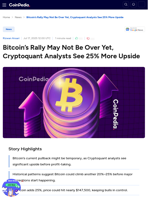 Bitcoin’s Rally May Not Be Over Yet, Cryptoquant Analysts See 25% More Upside