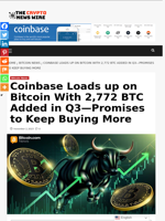 Coinbase Loads up on Bitcoin With 2,772 BTC Added in
Q3—Promises to Keep Buying More