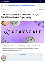 Just In: Grayscale Files for IPO as It Eyes $365 Billion Market Opportunity